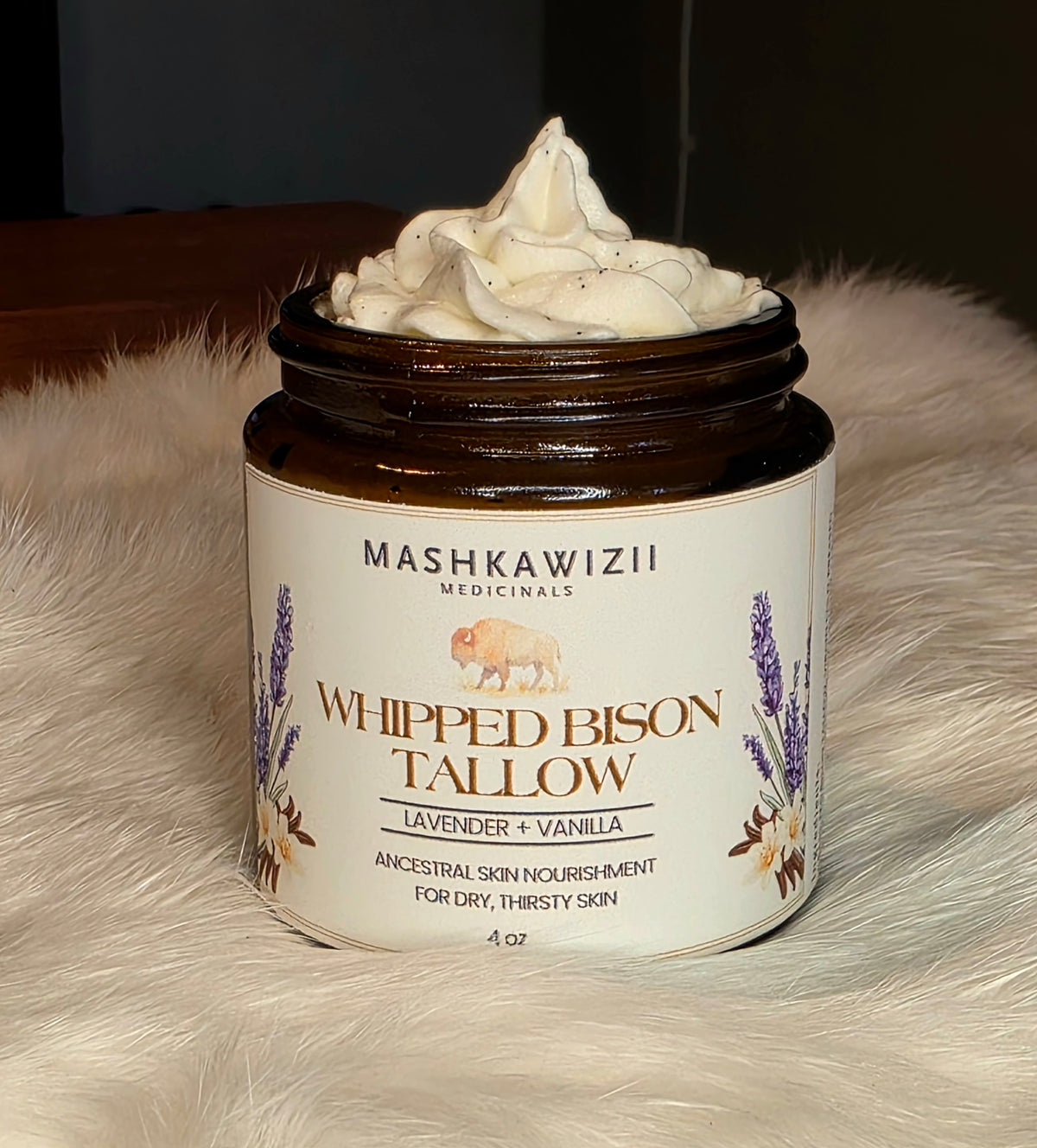 4oz Whipped Bison Tallow: Lavender-Vanilla